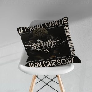 Printed Ken Carson cushion case with A Great Chaos rap design for sofa or bed