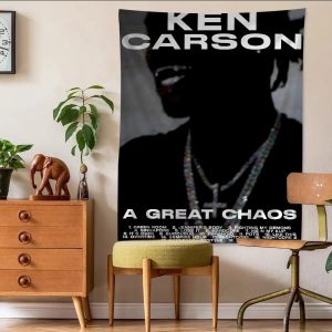 Bohemian wall tapestry featuring Ken Carson A Great Chaos album art for kawaii room decor