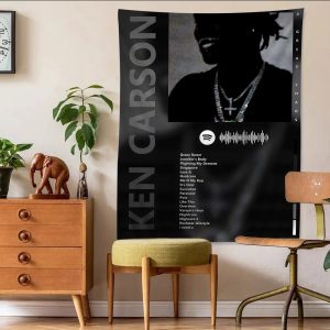Boho wall tapestry featuring Ken Carson A Great Chaos album art for music lovers